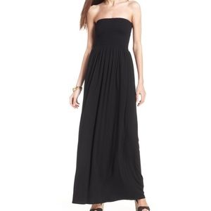 Karen Kane Smocked Strapless Jersey Maxi Dress